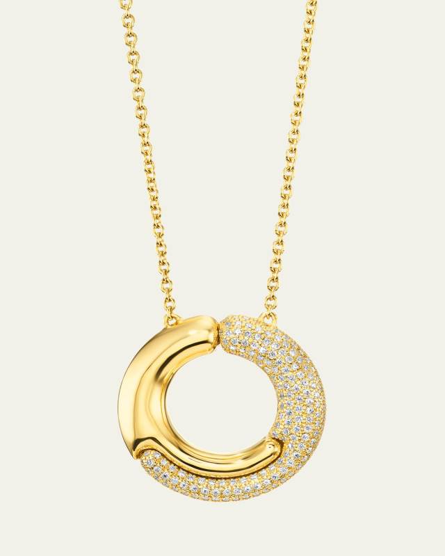 18K Yellow Gold Holos Circle Necklace with Diamonds
